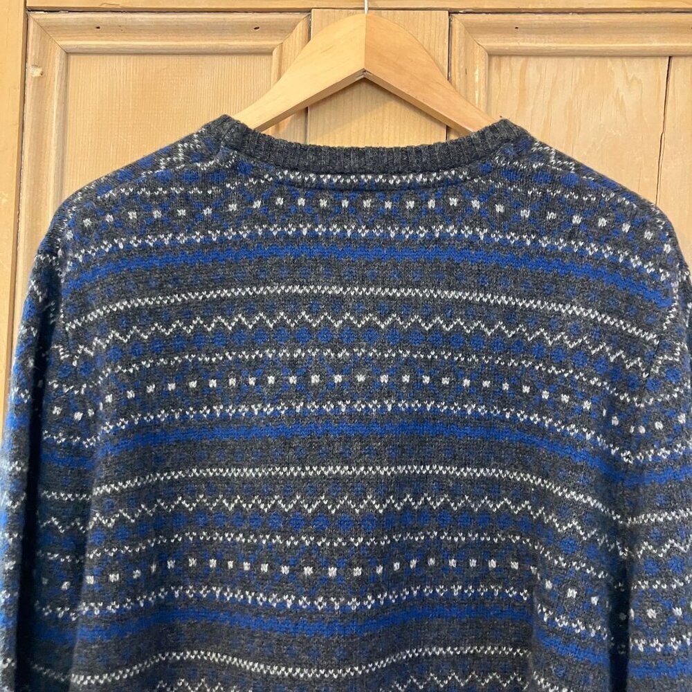 Eddie Bauer Mens Vintage Y2K Fair Isle Nordic Wool Sweater Sz. Large Blue FA EXC - Picture 10 of 11